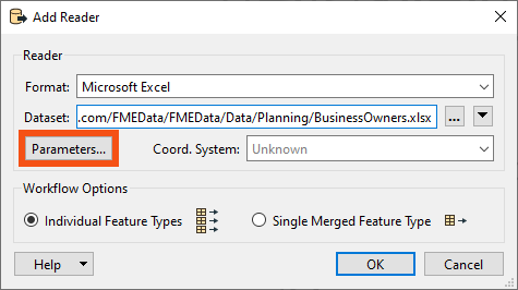 Add Reader Parameters